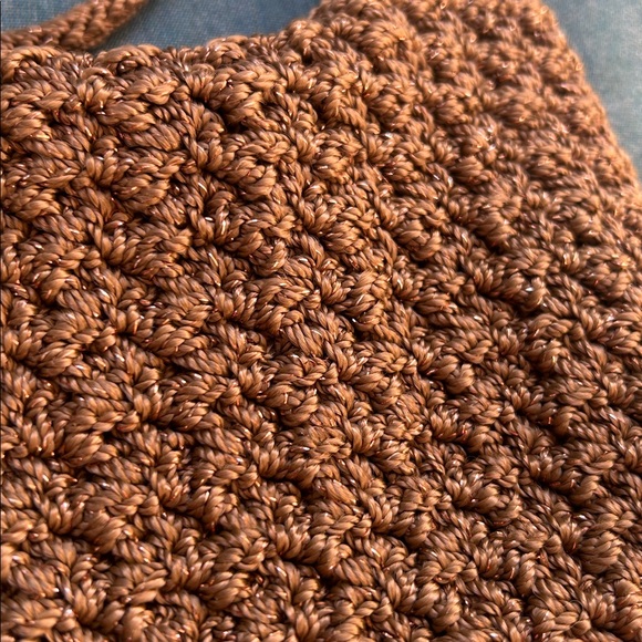 The Sak Vintage Boho Crochet Shoulder Beige Metallic Thread Purse - Picture 15 of 16